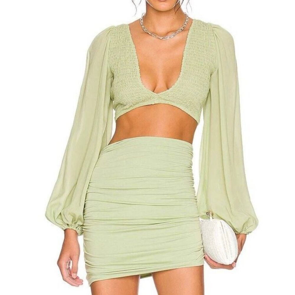 Indah Body Revolve Green Mini Skirt 1 Small Women